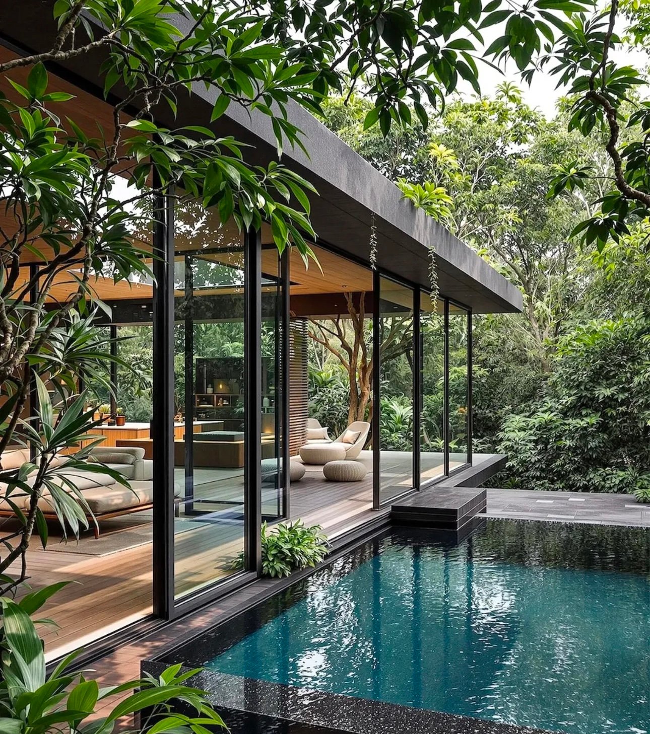 Aerial masterplan showing villas hidden in the jungle